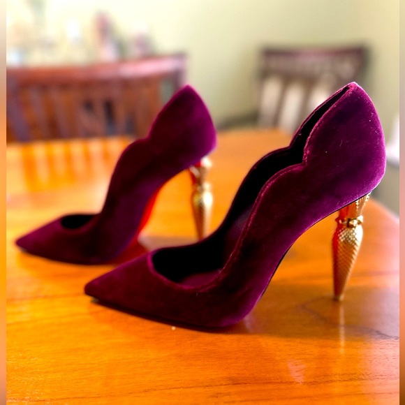 Christian Louboutin Lipchick Pump 100MM Bordeaux Velour Leather 100MM 38.5/8.5 - Picture 3 of 17